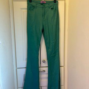 10/10 !! Green Edikted Luna Faux Leather Flare Jeans
